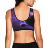Purple Galaxy Space Moon Earth Print Women Sports Bra-grizzshop