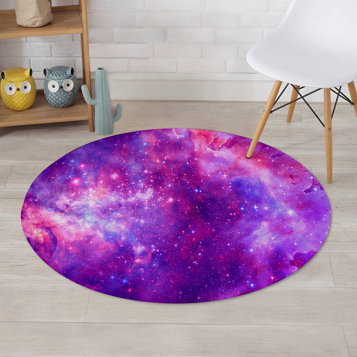 Purple Galaxy Space Round Rug-grizzshop