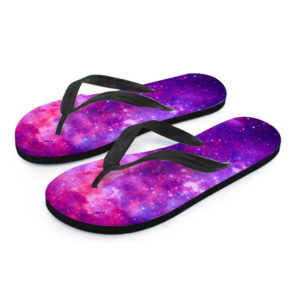 Purple Galaxy Space Women's Flip Flops-grizzshop