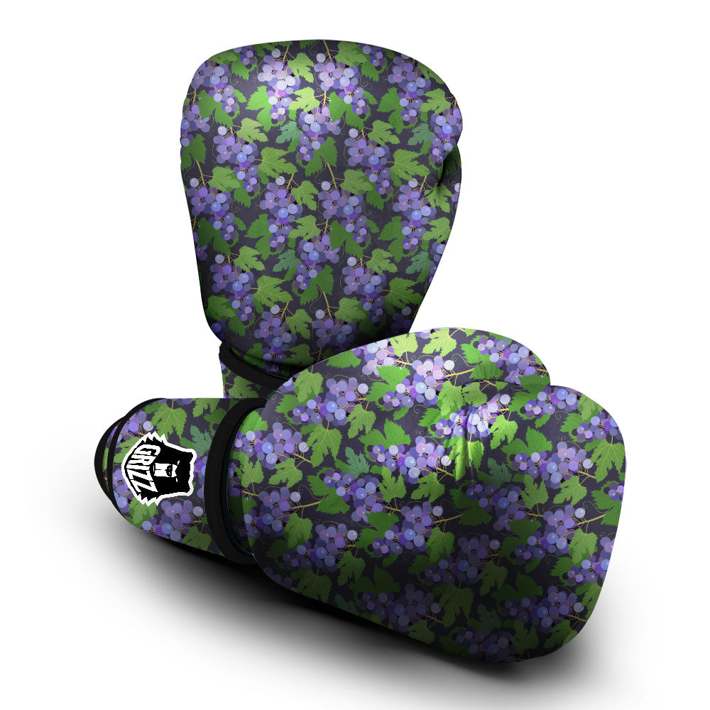 Purple Grapes Print Pattern Boxing Gloves-grizzshop