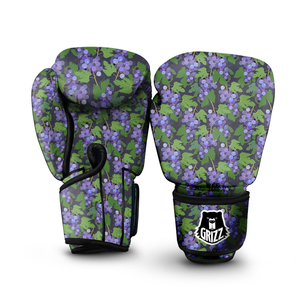 Purple Grapes Print Pattern Boxing Gloves-grizzshop