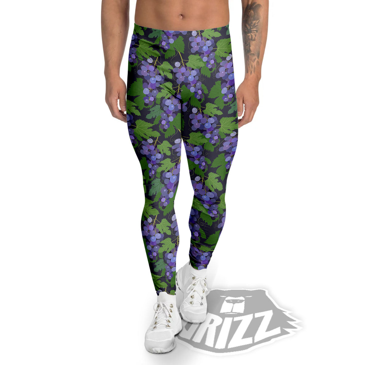 Purple Grapes Print Pattern Men's Leggings-grizzshop
