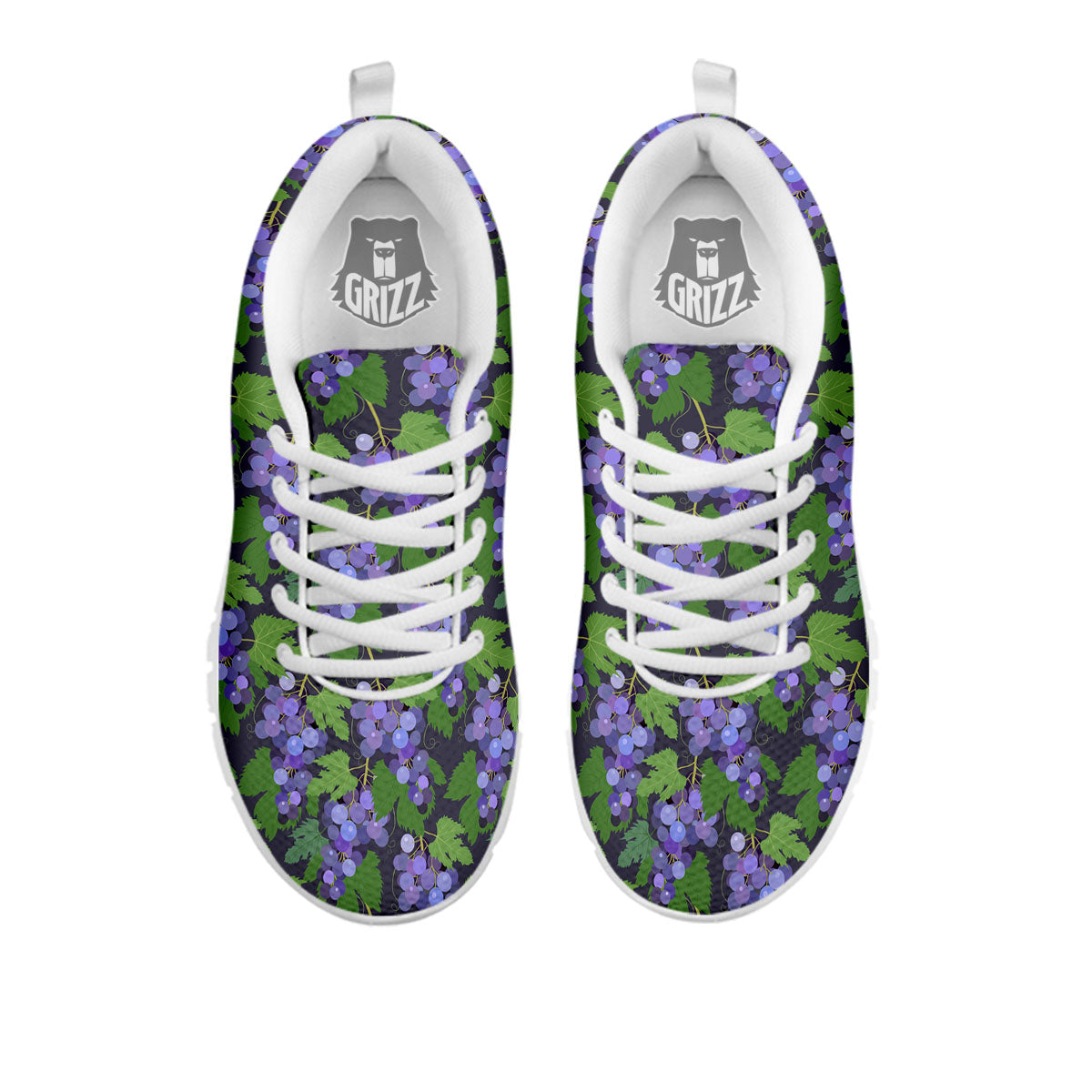 Purple Grapes Print Pattern White Sneaker-grizzshop