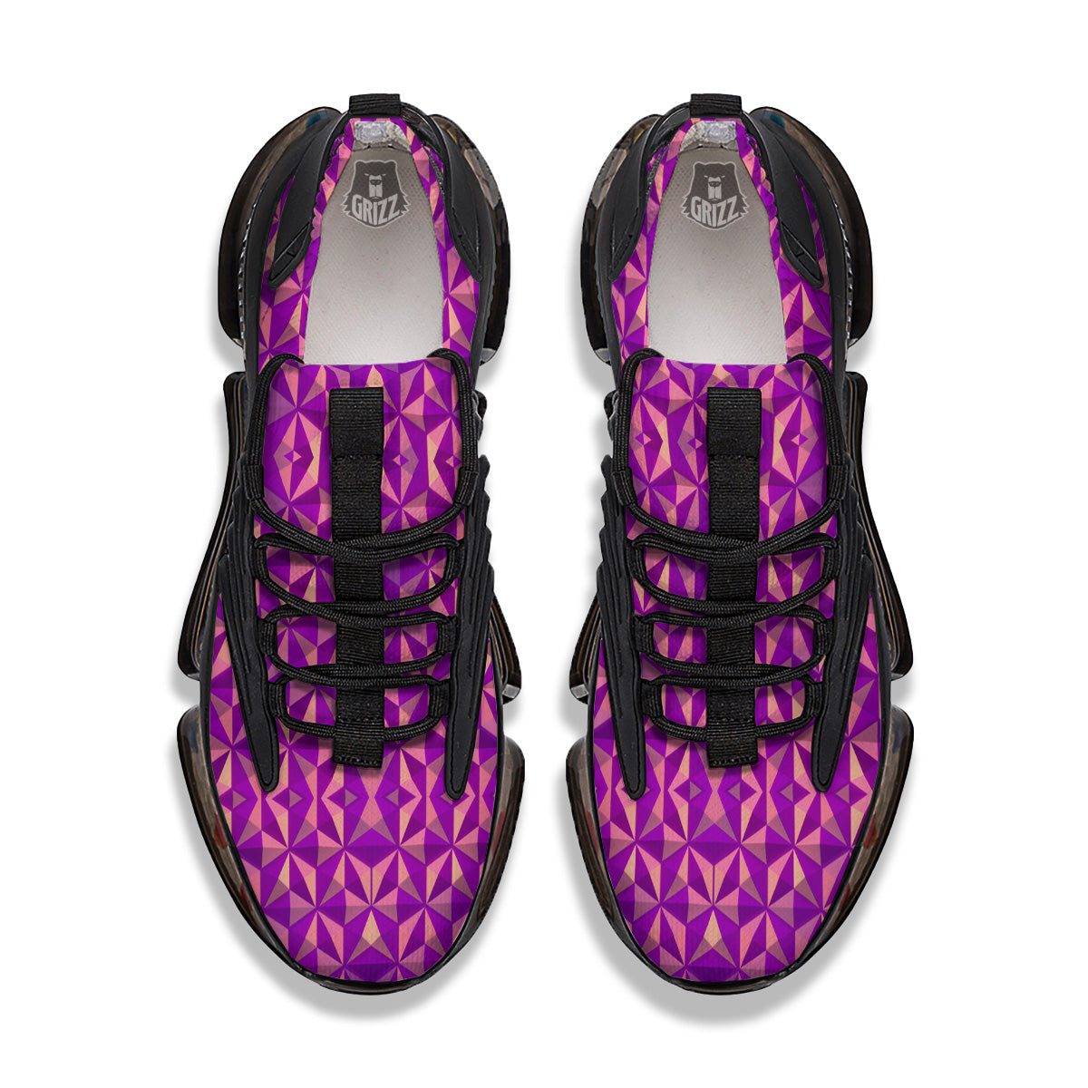 Purple Hexagonal Shape Print Pattern Black Gym Shoes-grizzshop