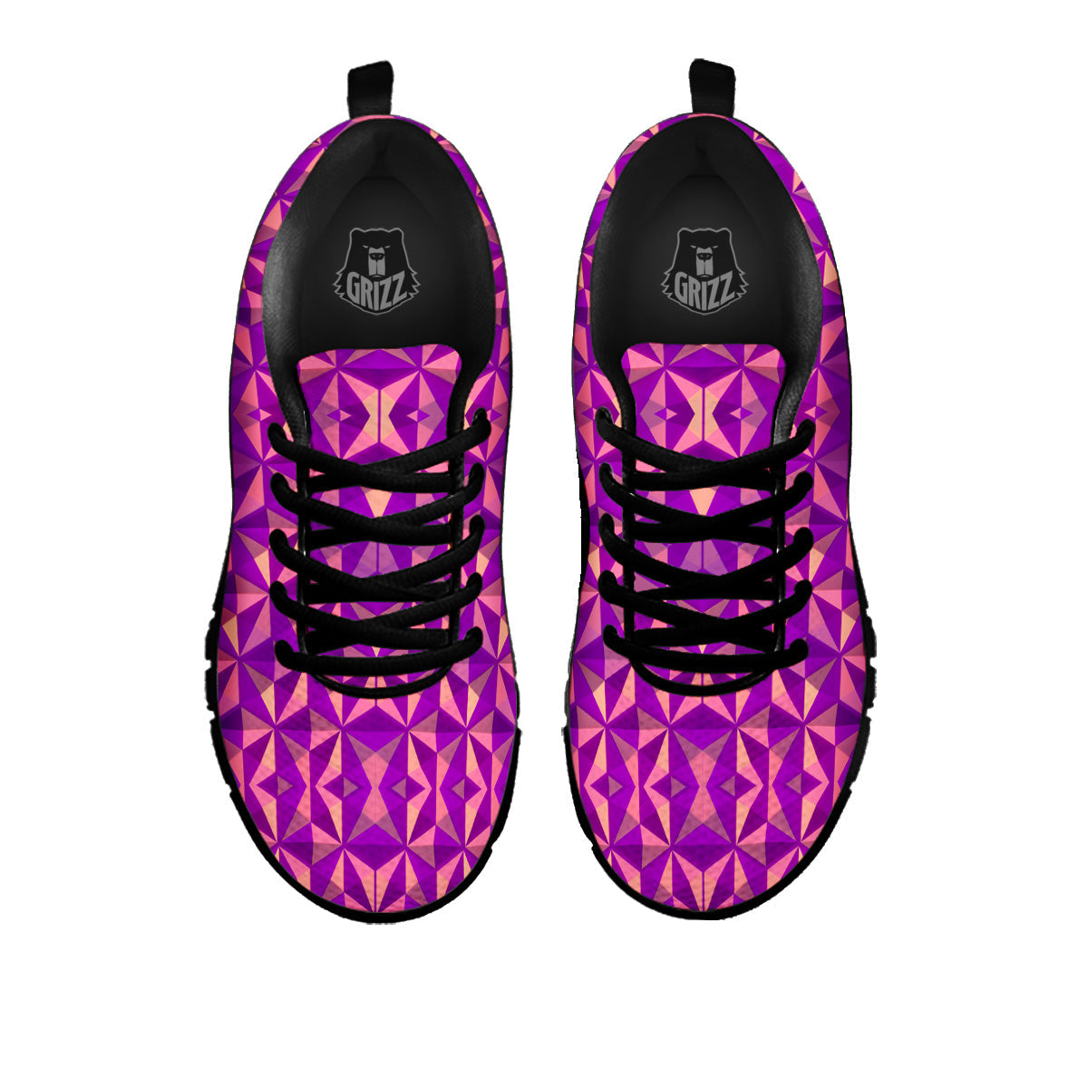 Purple Hexagonal Shape Print Pattern Black Sneaker-grizzshop
