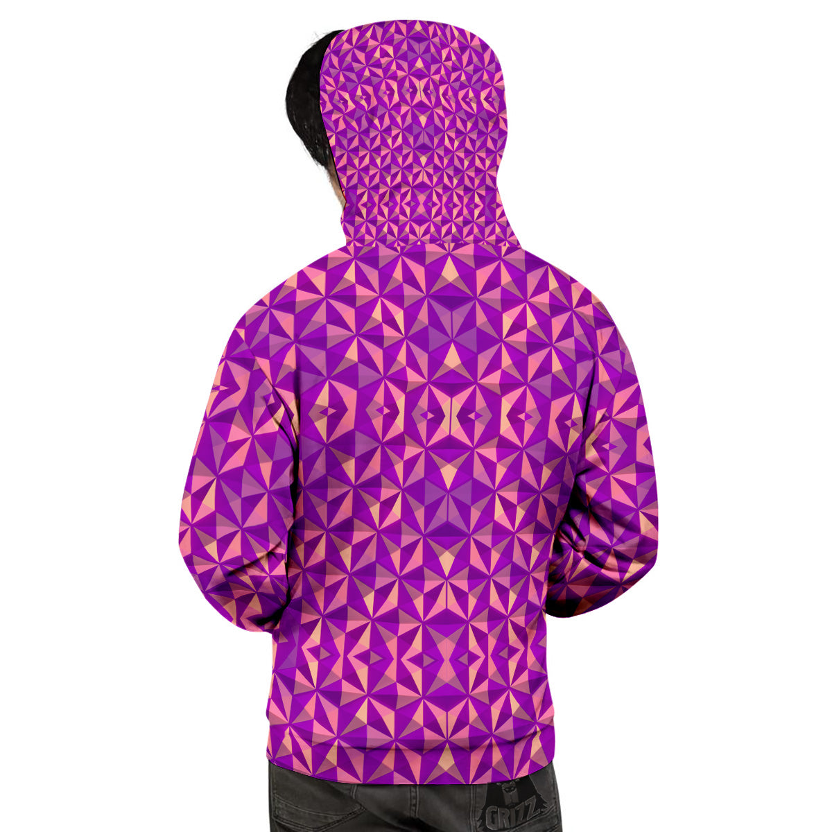 Purple Hexagonal Shape Print Pattern Men's Hoodie-grizzshop
