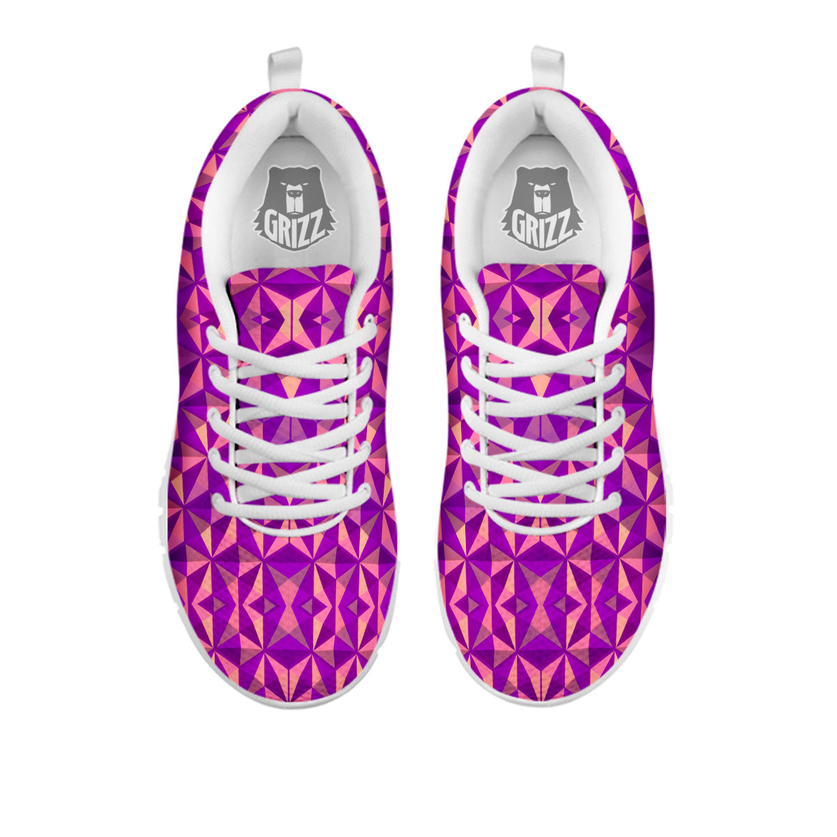 Purple Hexagonal Shape Print Pattern White Sneaker-grizzshop