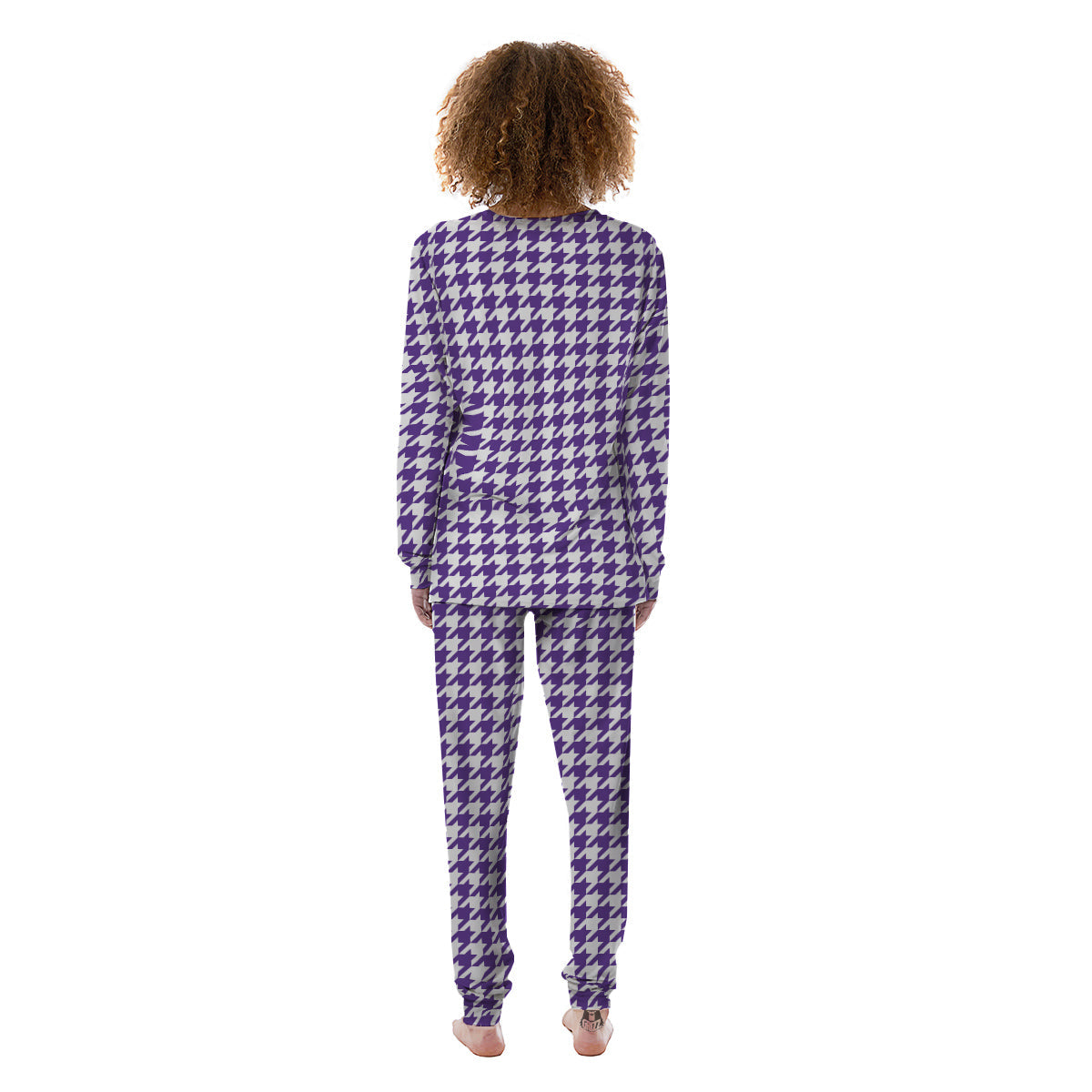 Purple Houndstooth Print Women's Pajamas-grizzshop