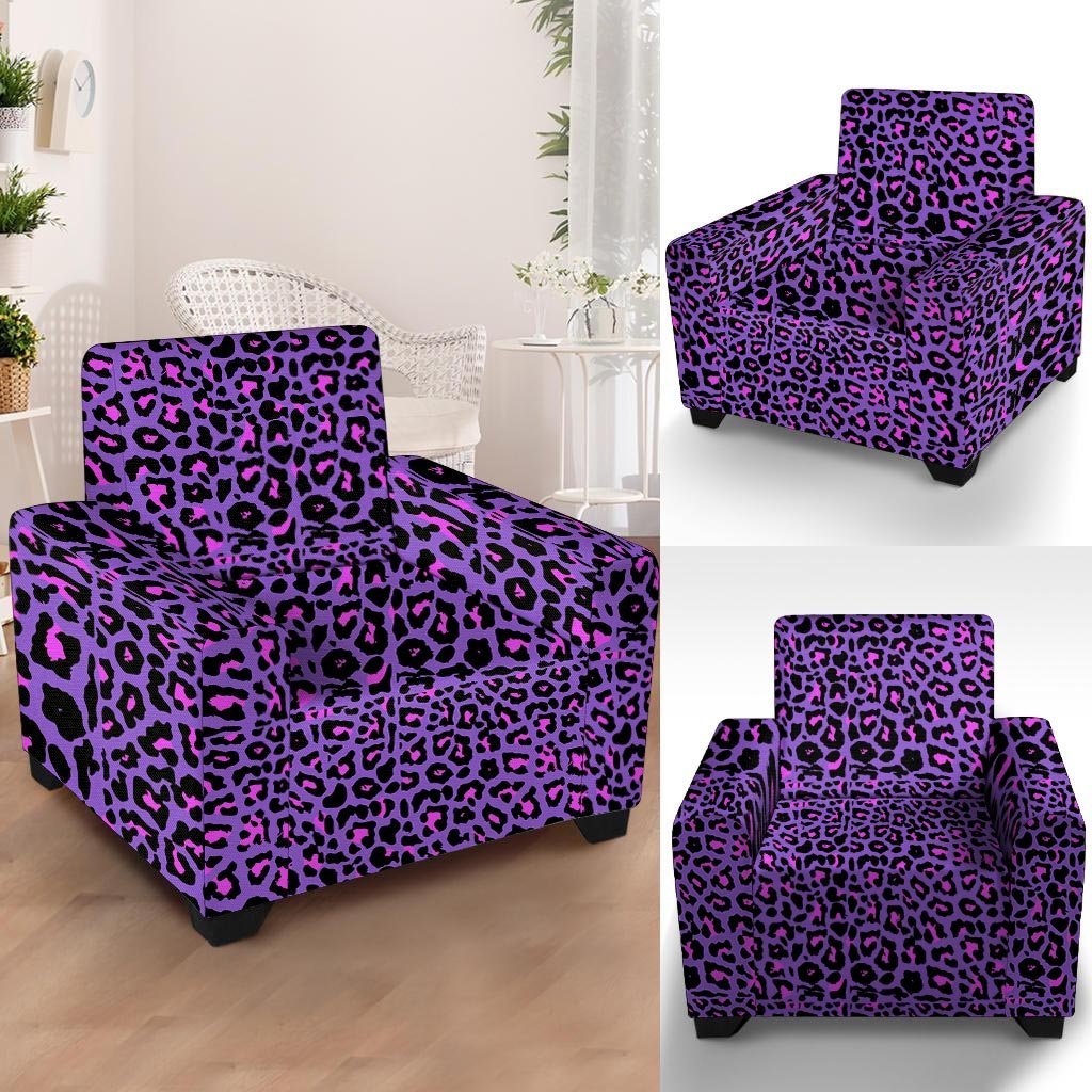 Purple Leopard Armchair Cover-grizzshop