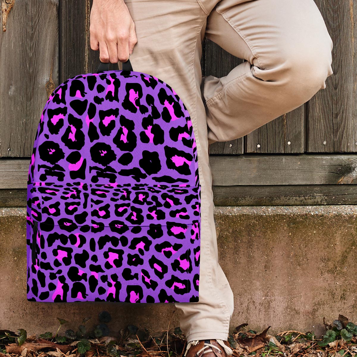 Purple Leopard Backpack-grizzshop