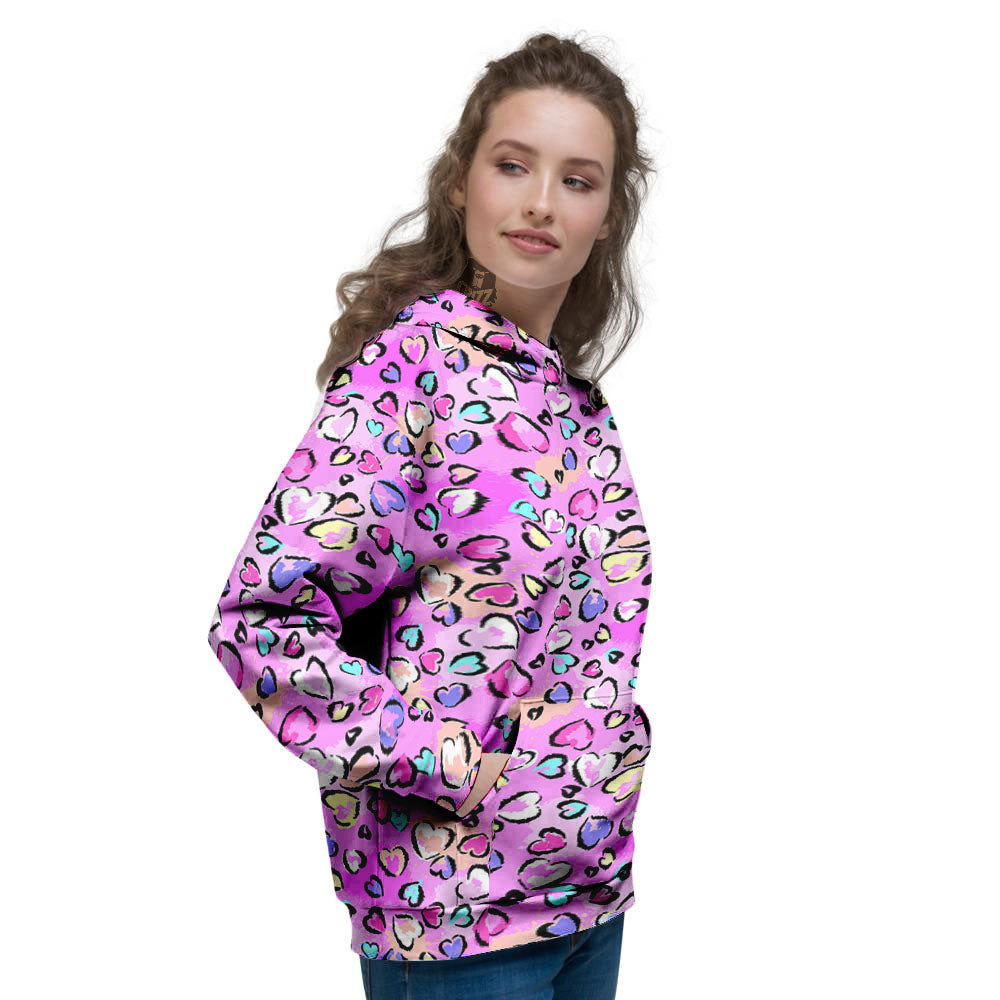Lilac Leopard Print Heart Sweatshirt
