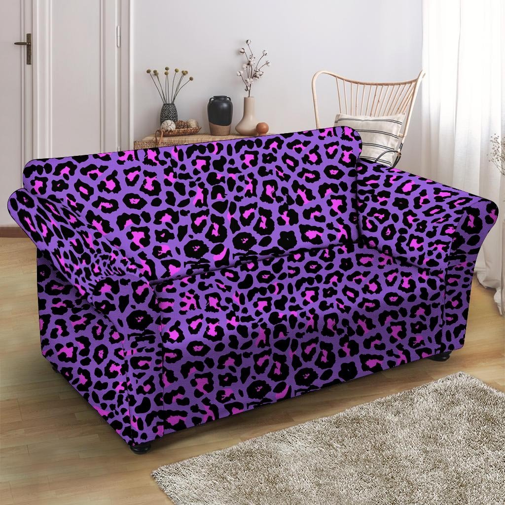 Purple Leopard Loveseat Cover-grizzshop