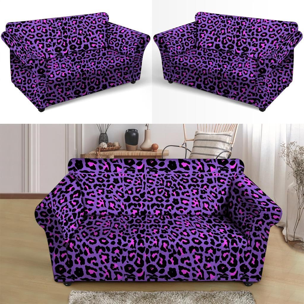 Purple Leopard Loveseat Cover-grizzshop