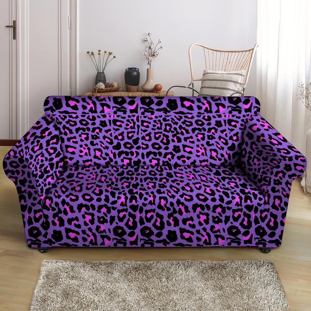 Purple Leopard Loveseat Cover-grizzshop