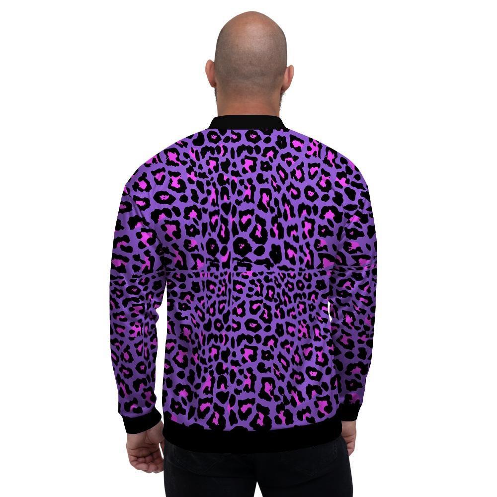 Purple Leopard Men's Bomber Jacket-grizzshop