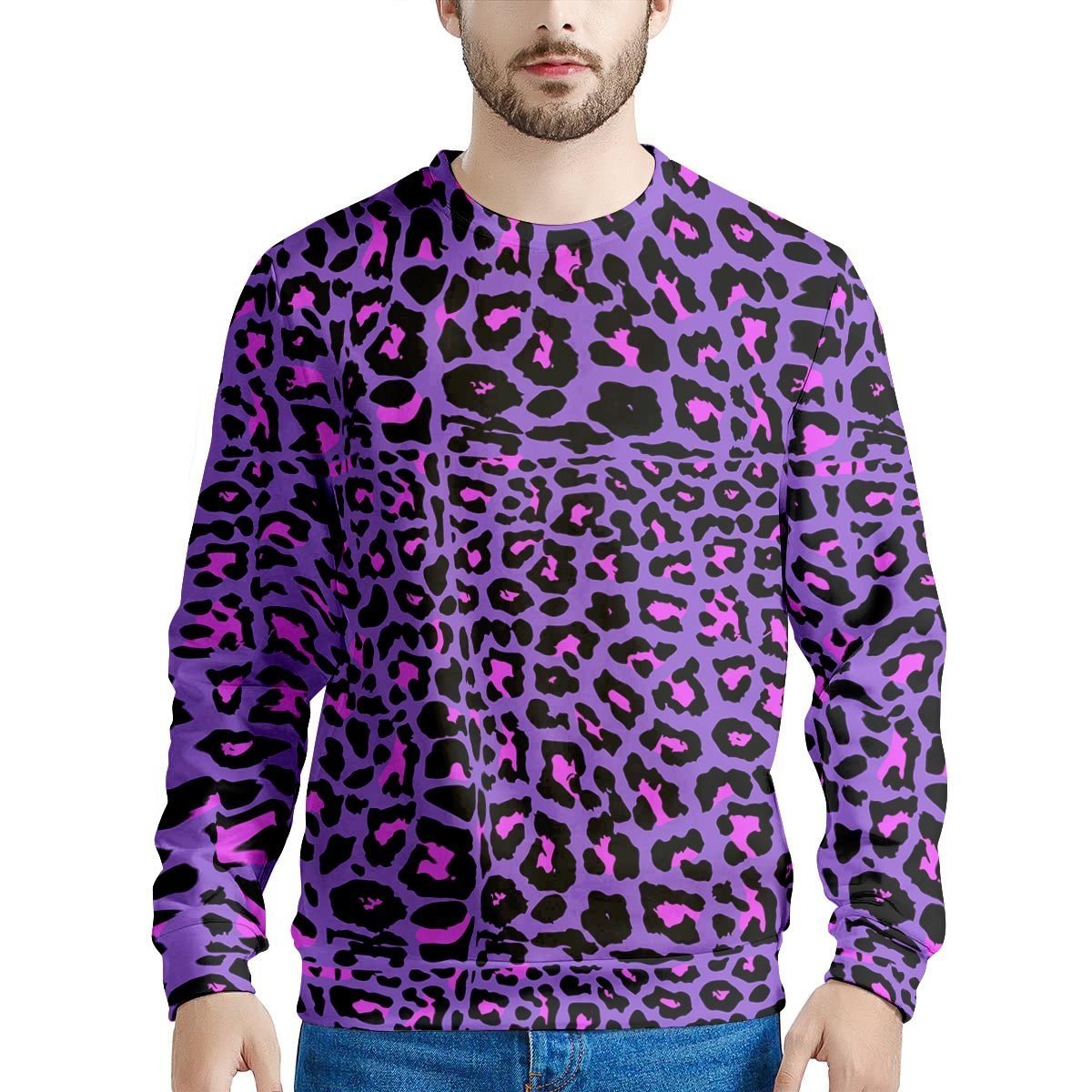 Purple Leopard Men's Sweatshirt-grizzshop