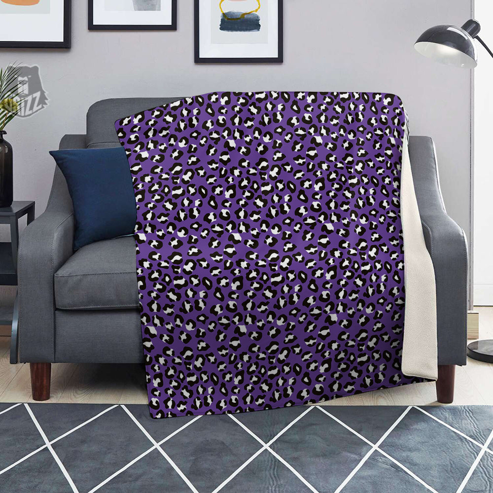 Purple Leopard Print Pattern Blanket-grizzshop