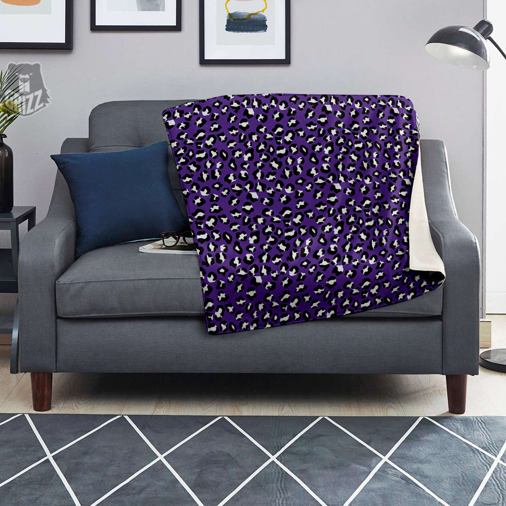 Purple Leopard Print Pattern Blanket-grizzshop