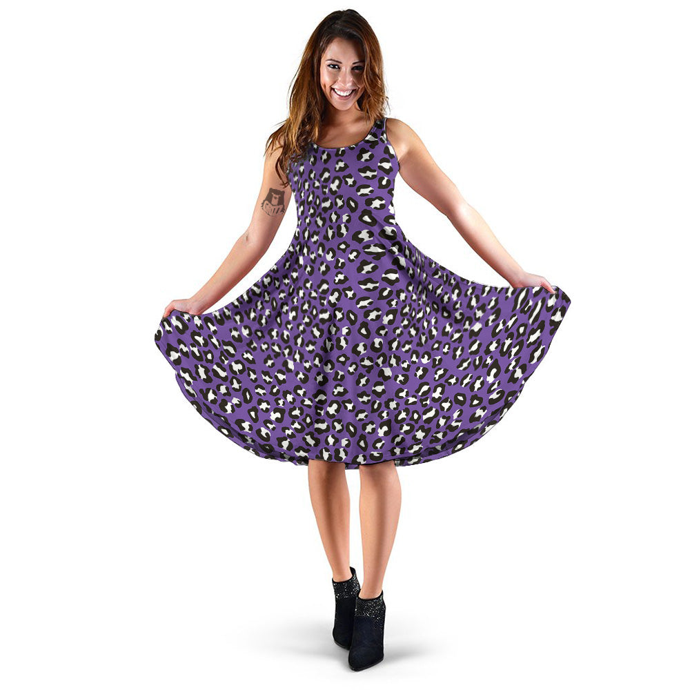 Purple Leopard Print Pattern Dress-grizzshop
