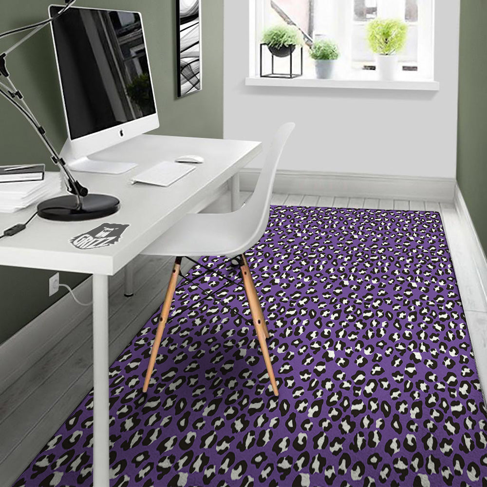 Purple Leopard Print Pattern Floor Mat-grizzshop