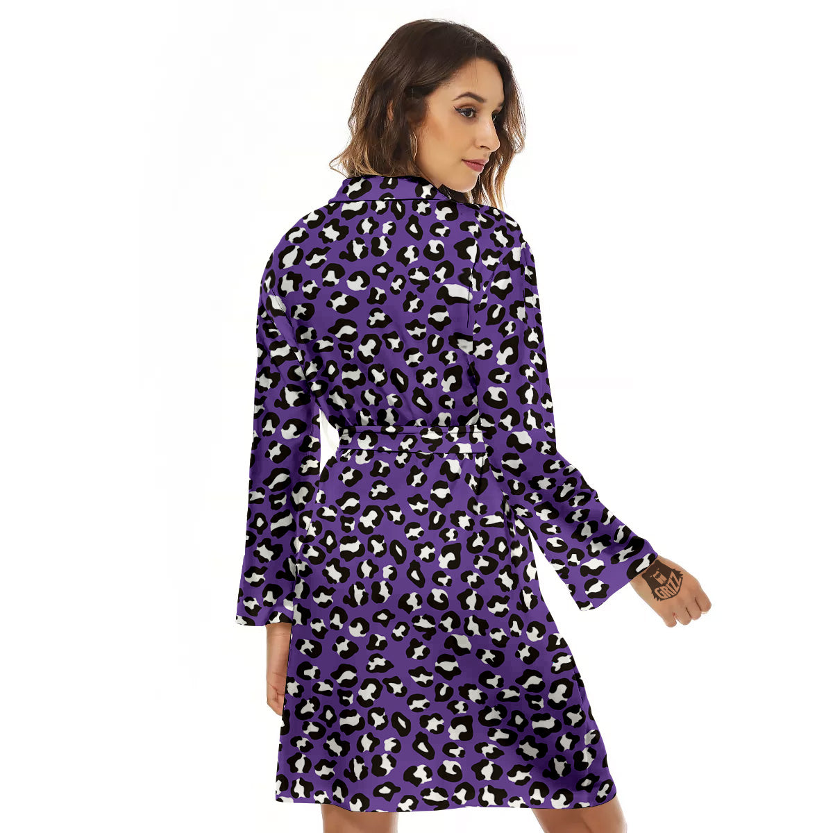 Purple Leopard Print Pattern Women's Robe-grizzshop