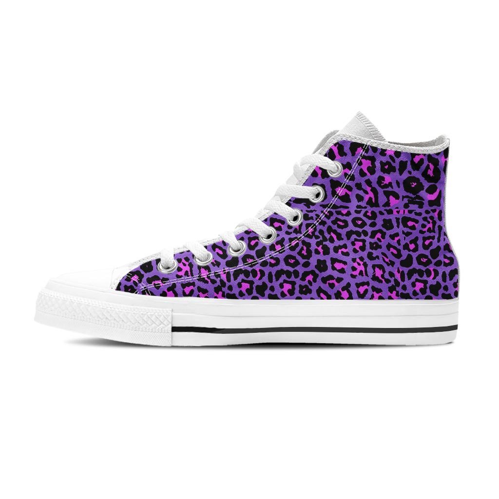 Purple Leopard Women's High Top Shoes-grizzshop