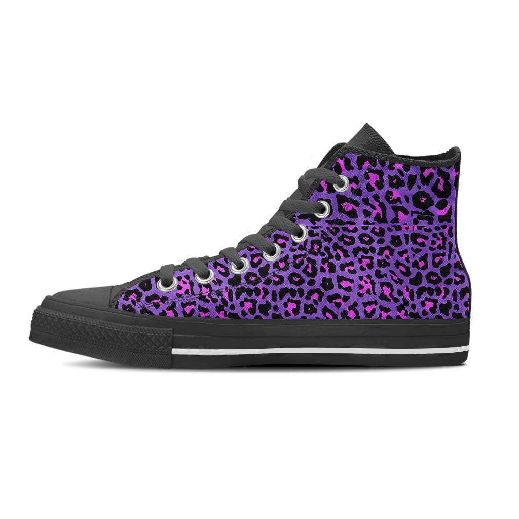 Purple Leopard Women's High Top Shoes-grizzshop