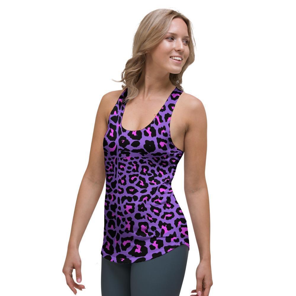 Purple Leopard Women's Racerback Tank Top-grizzshop