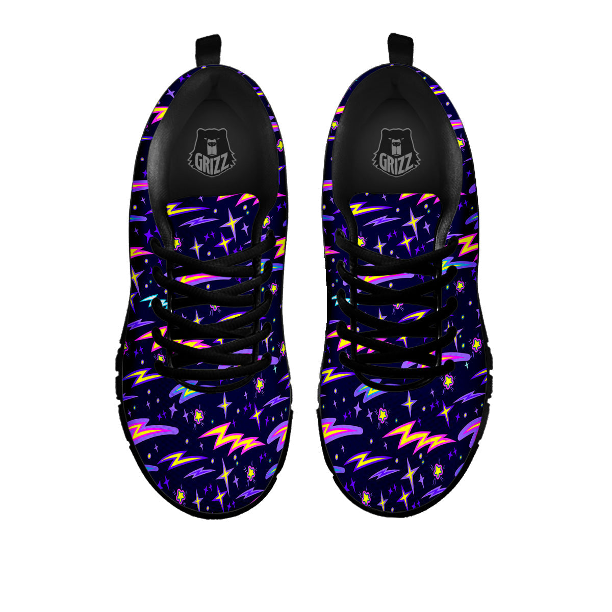 Purple Lightning Flashes Print Pattern Black Sneaker-grizzshop