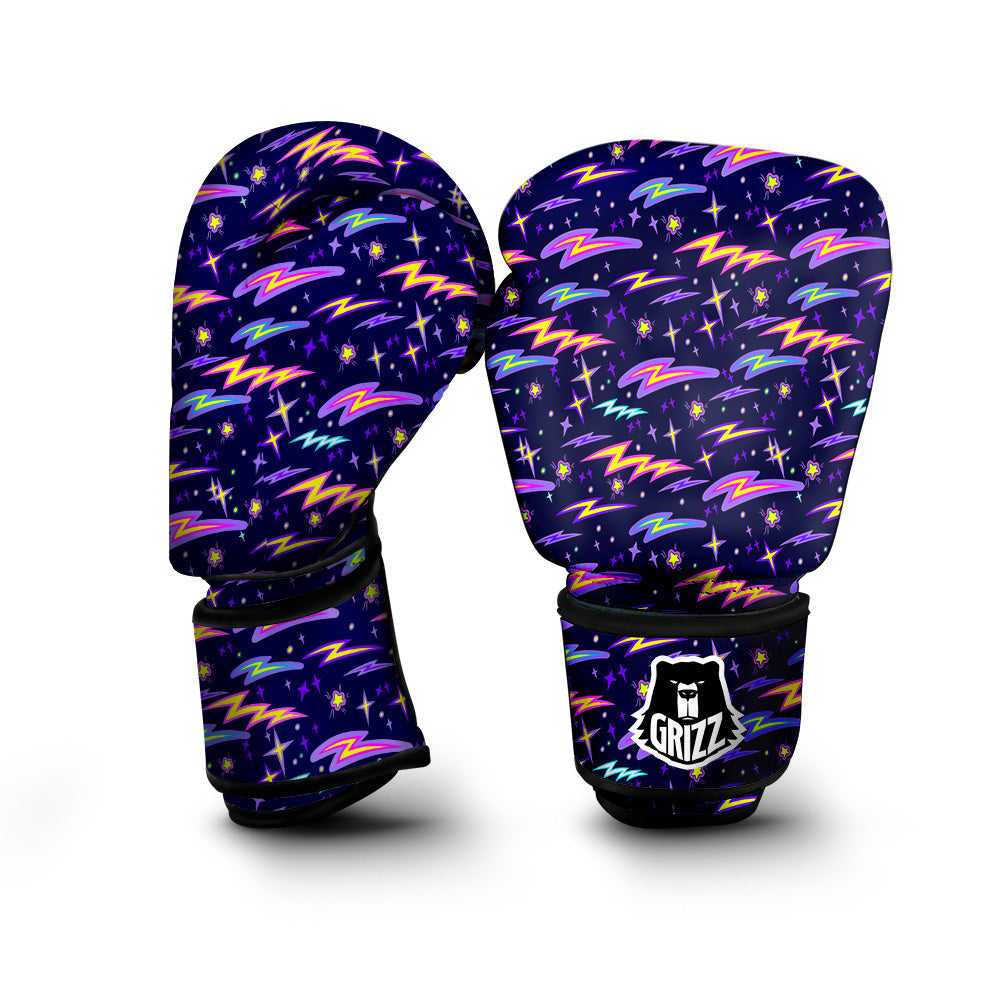 Purple Lightning Flashes Print Pattern Boxing Gloves-grizzshop