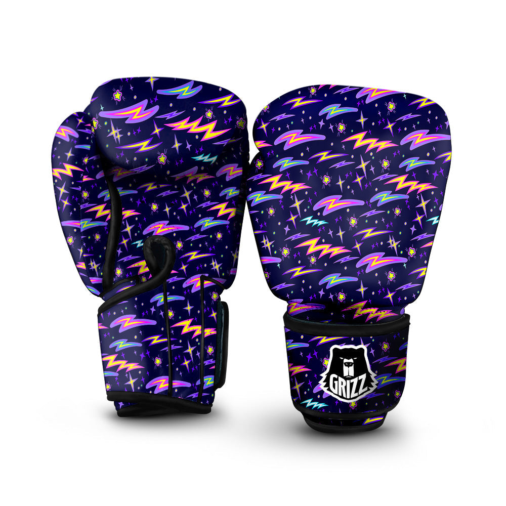 Purple Lightning Flashes Print Pattern Boxing Gloves-grizzshop