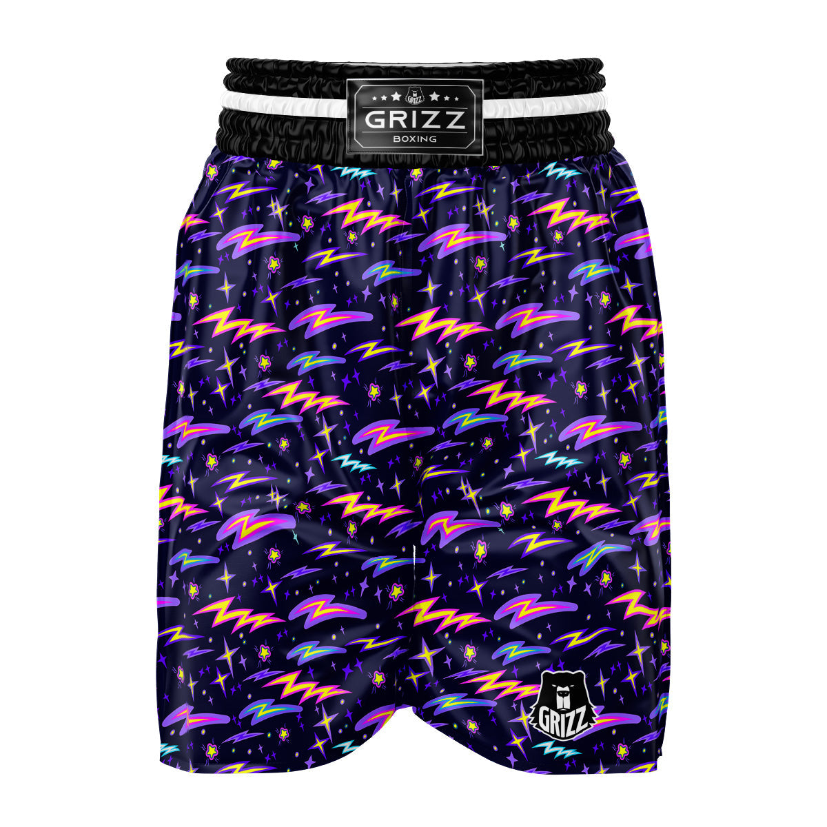 Purple Lightning Flashes Print Pattern Boxing Shorts-grizzshop