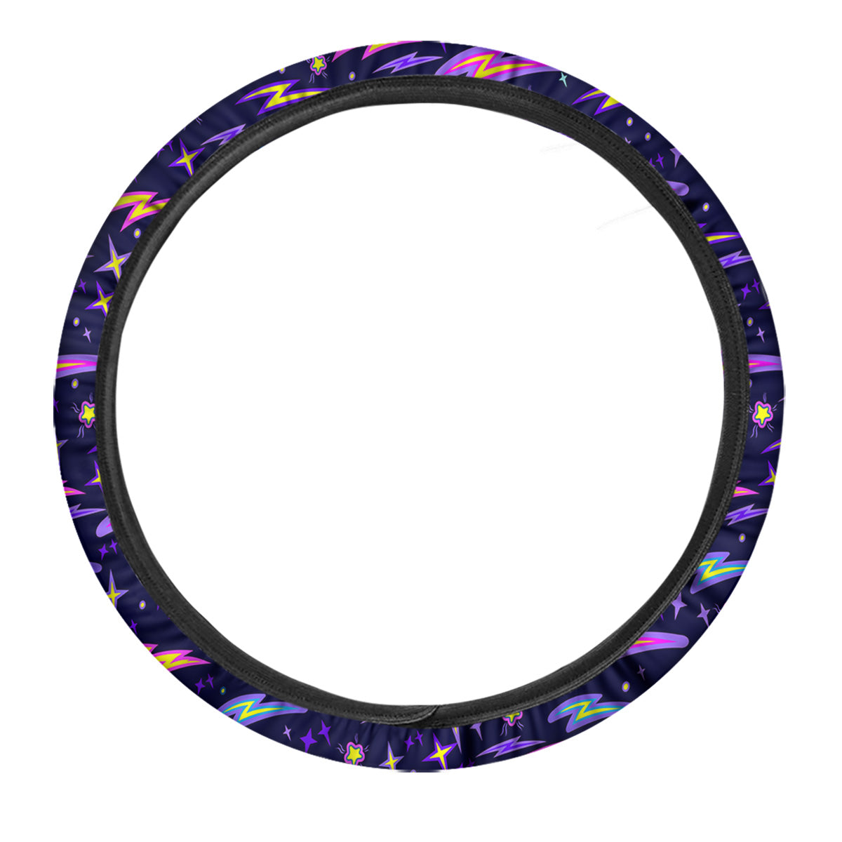 Purple Lightning Flashes Print Pattern Car Steering Wheel Cover-grizzshop