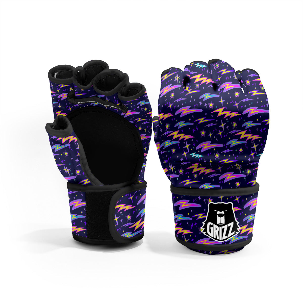 Purple Lightning Flashes Print Pattern MMA Gloves-grizzshop