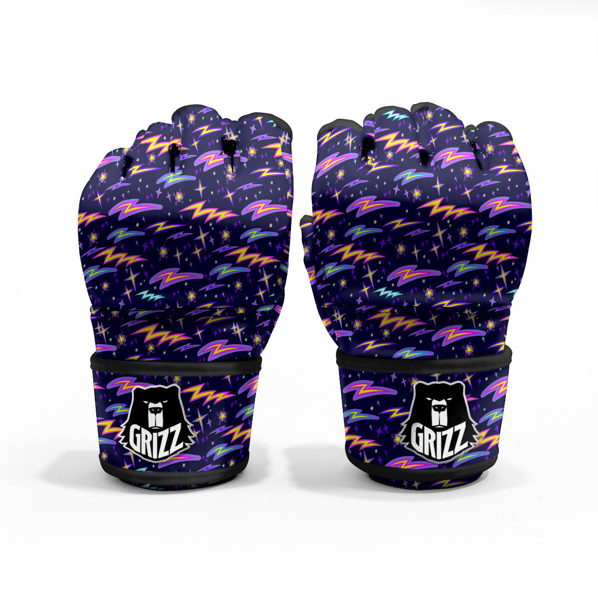 Purple Lightning Flashes Print Pattern MMA Gloves-grizzshop