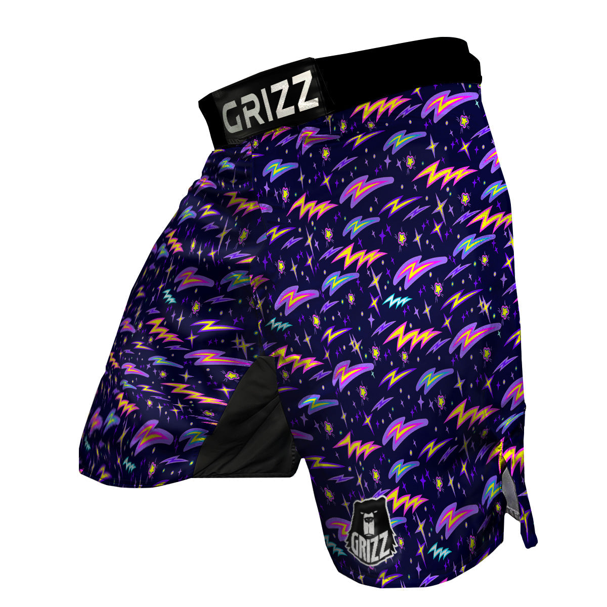 Purple Lightning Flashes Print Pattern MMA Shorts-grizzshop