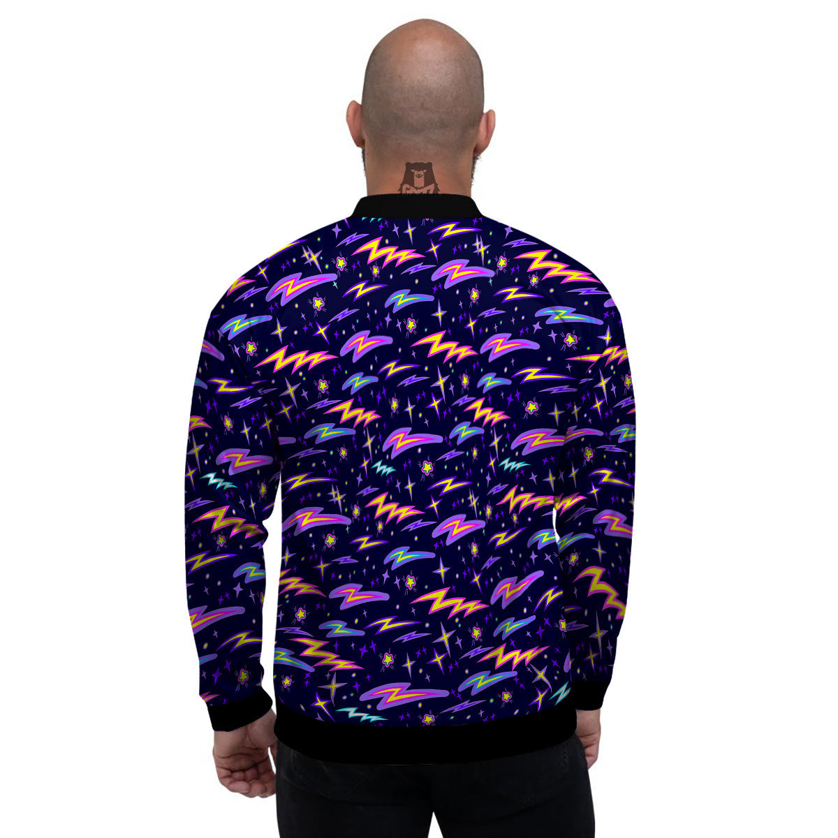 Purple Lightning Flashes Print Pattern Men's Bomber Jacket-grizzshop