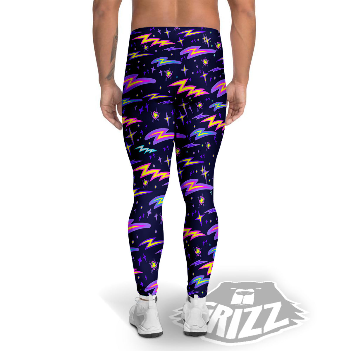 Purple Lightning Flashes Print Pattern Men's Leggings-grizzshop