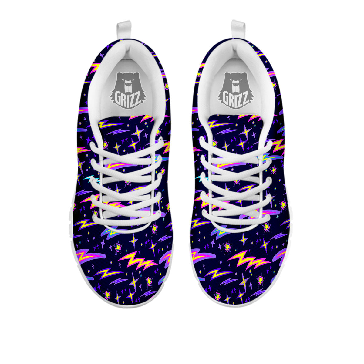 Purple Lightning Flashes Print Pattern White Sneaker-grizzshop