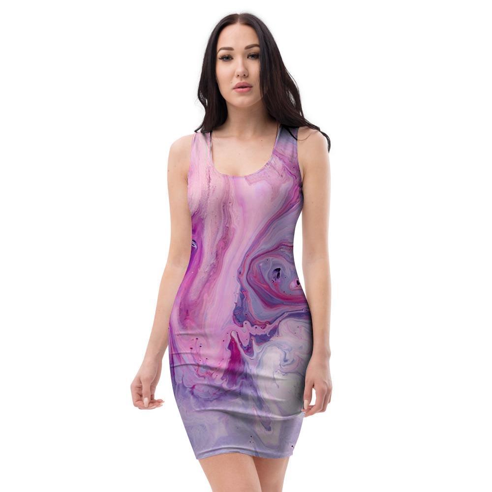 Purple Marble Bodycon Dress-grizzshop