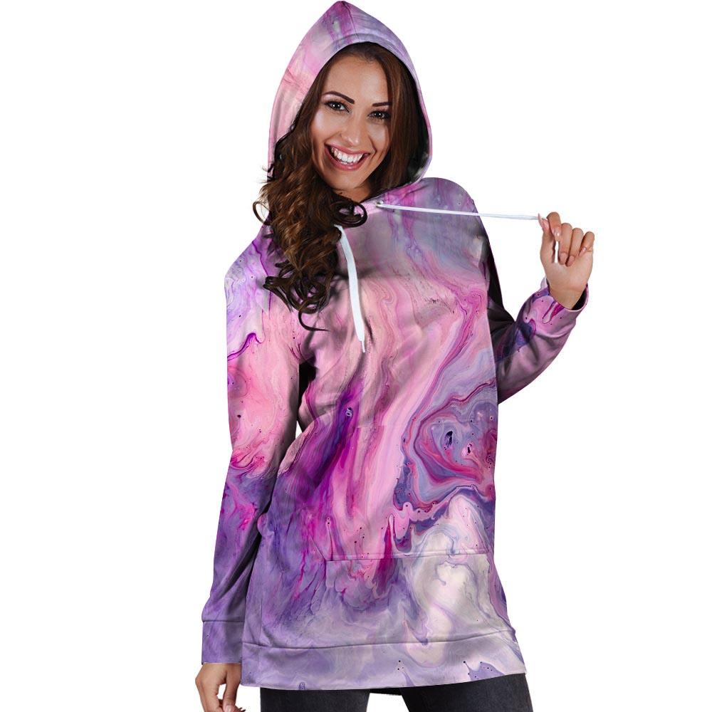 Purple Marble Hoodie Dress-grizzshop