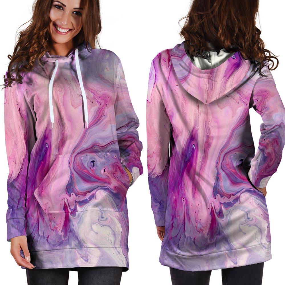 Purple Marble Hoodie Dress-grizzshop