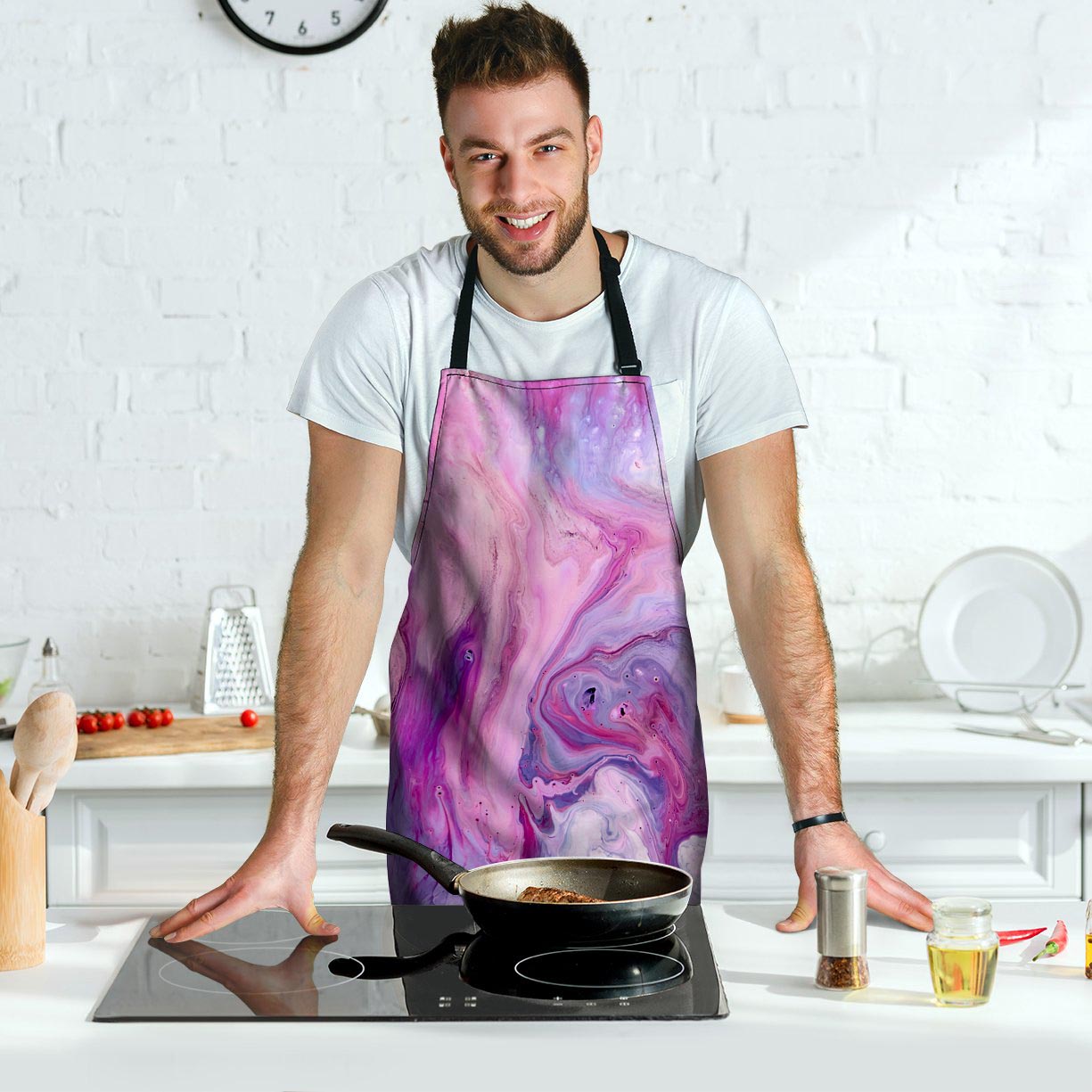 Purple Marble Men's Apron-grizzshop