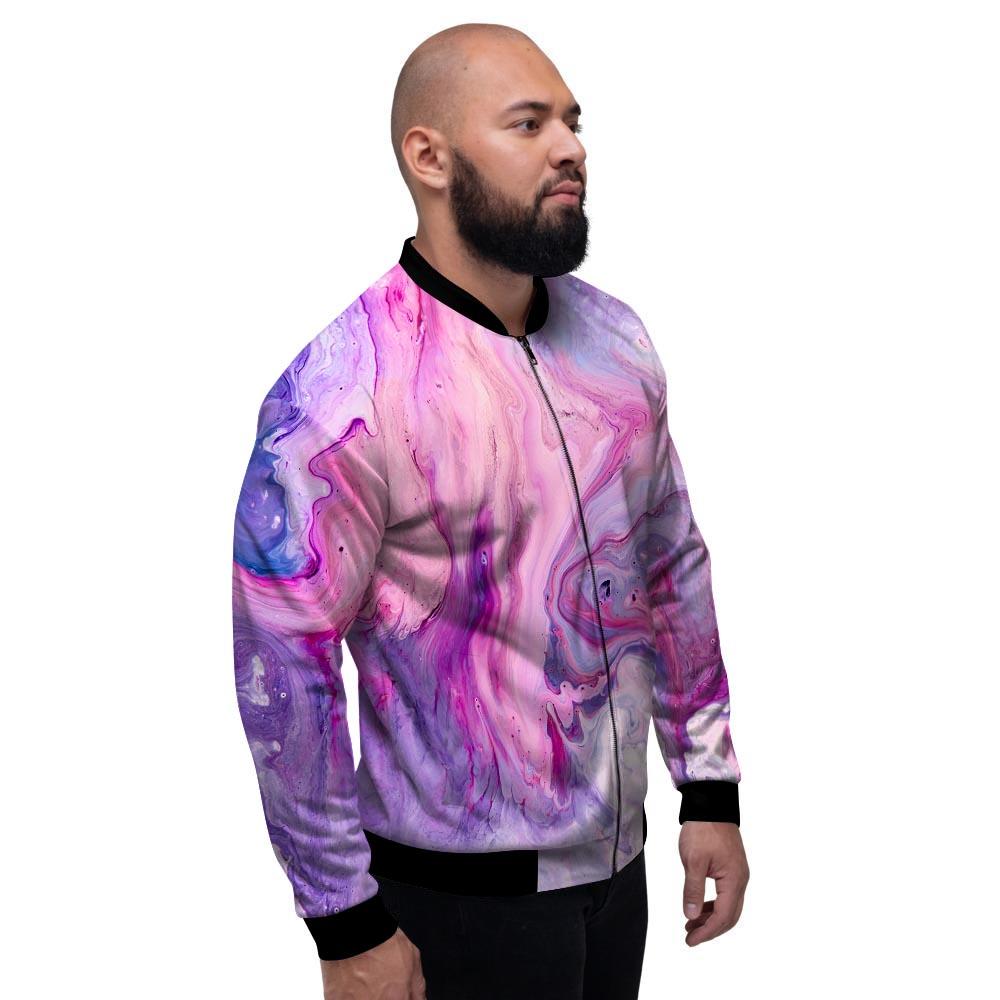 Purple Marble Men's Bomber Jacket-grizzshop