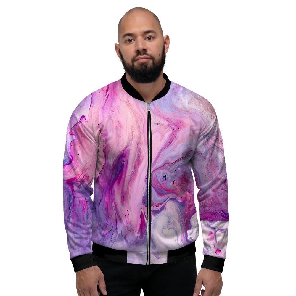 Purple Marble Men's Bomber Jacket-grizzshop