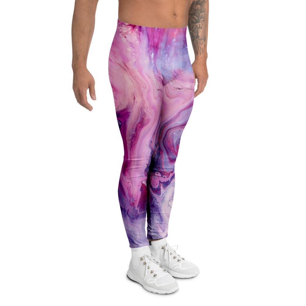 Purple Marble Men's Leggings-grizzshop