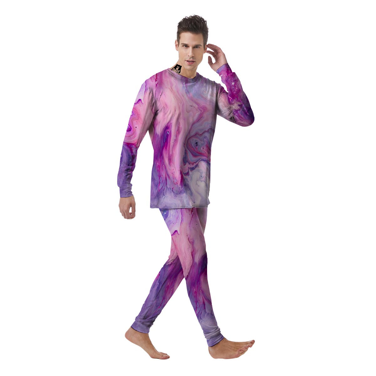 Purple Marble Men's Pajamas-grizzshop