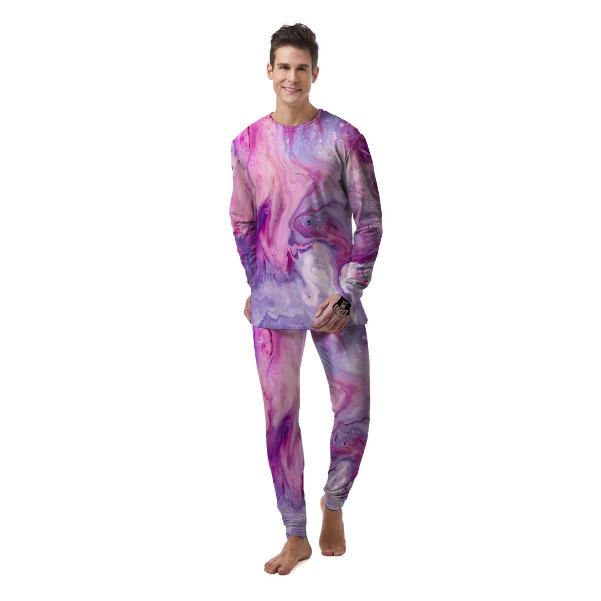 Purple Marble Men's Pajamas-grizzshop