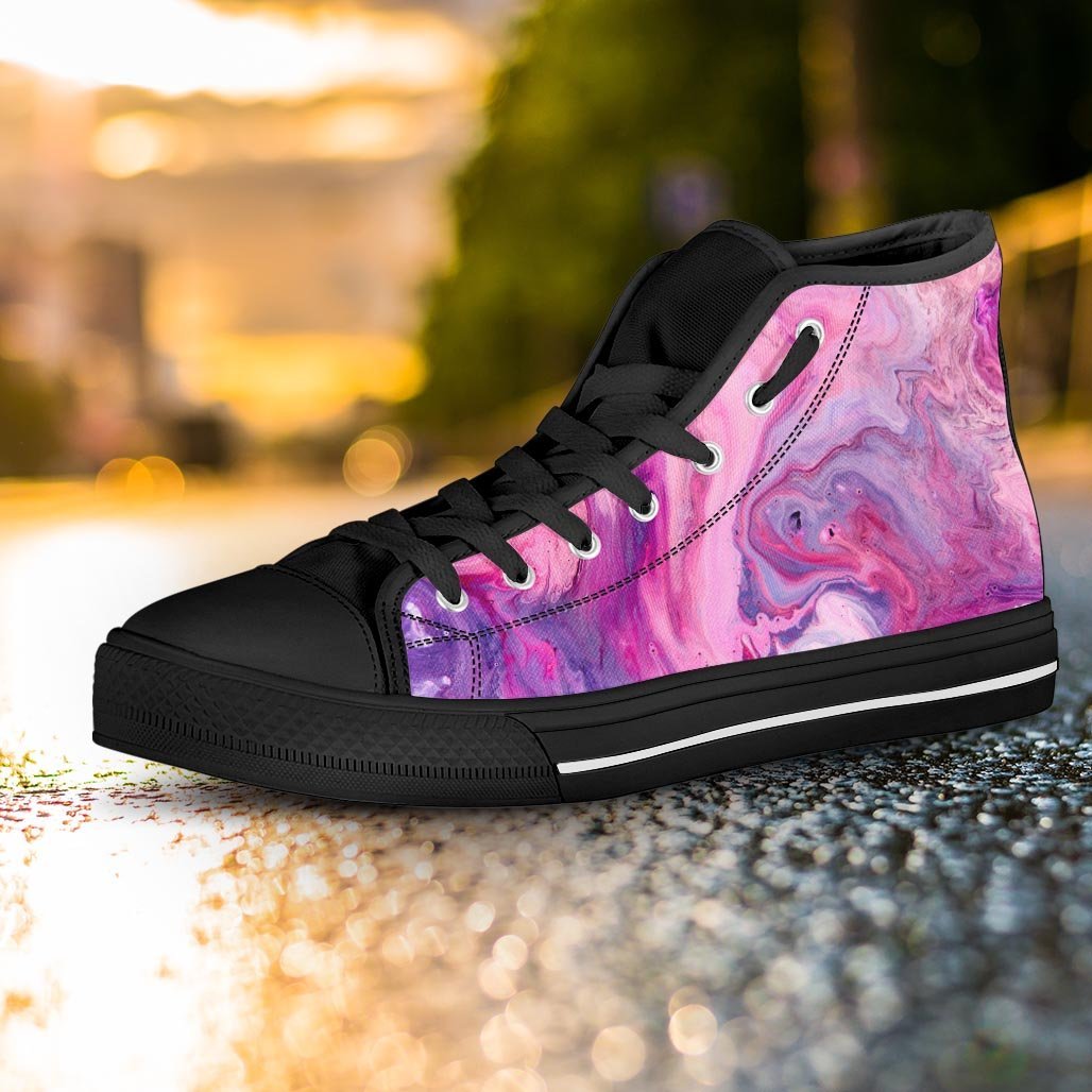 Purple Marble Women's High Top Shoes-grizzshop