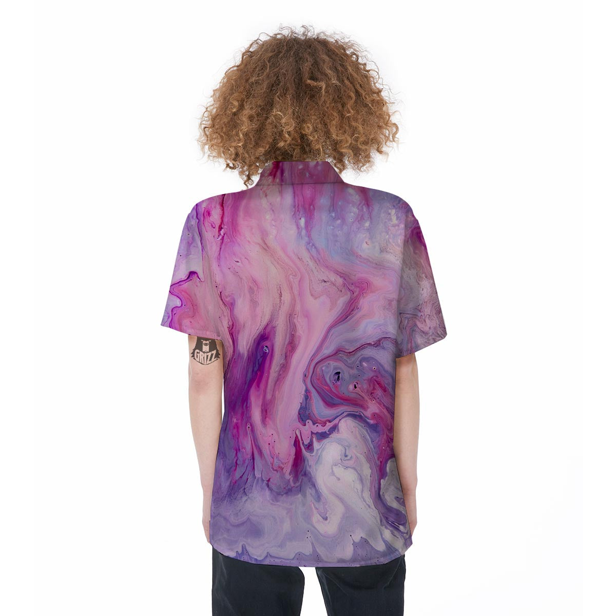 Purple Marble Women's Short Sleeve Shirts-grizzshop